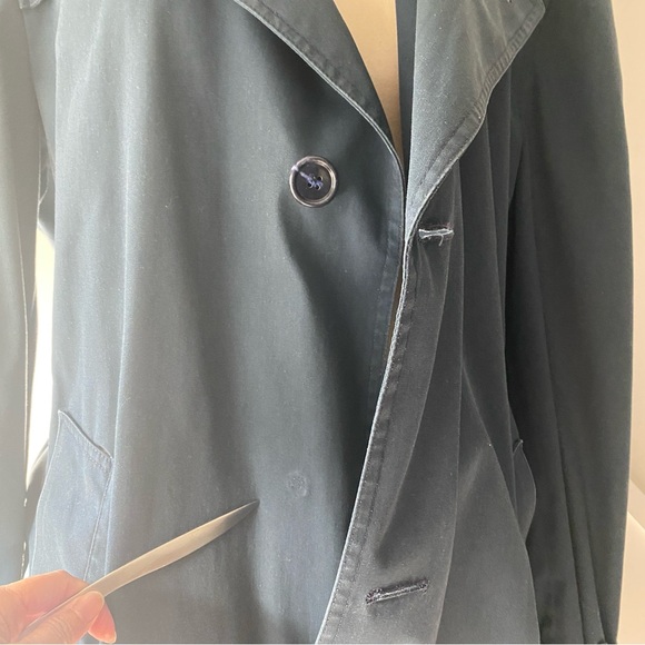 Vintage London Fog Classic Trench Coat Lined Navy w Plaid Lining (42R approx L) - Picture 10 of 13